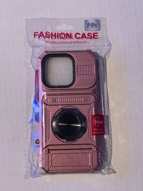 Rose Gold Armor iPhone Case with Ring Stand - Compatible with iPhone 15 Pro
